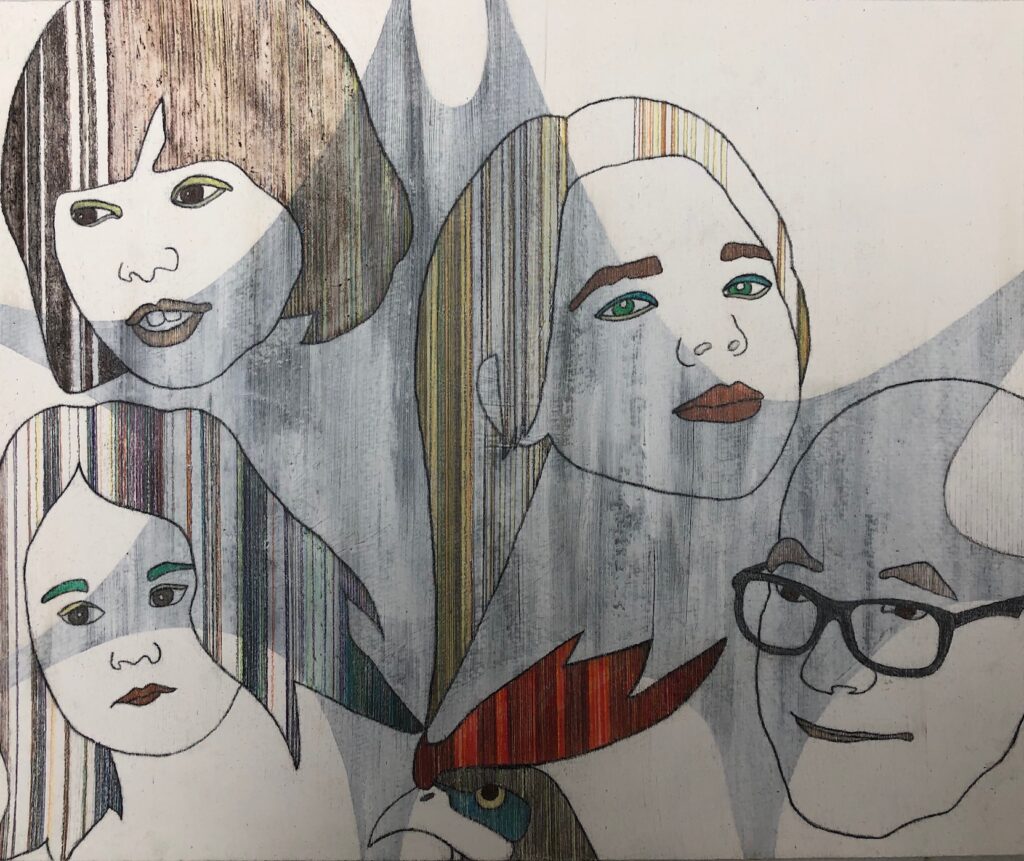 o.T., Acryl und Farbstift auf Papier, 25x30 cm, 2020